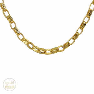 Rantai Leher Monogram Cutting 批花竹节颈链